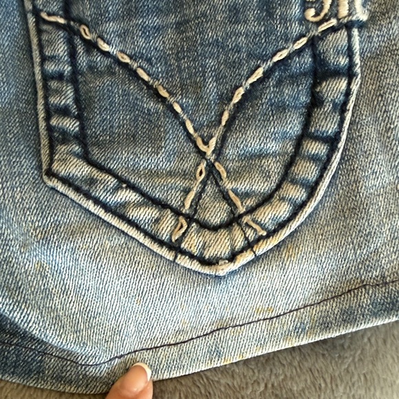 Miss Me Distressed Blue Jean Shorts Grunge Y2K Bikercore Sz 25 Indiesleeze - Picture 9 of 9